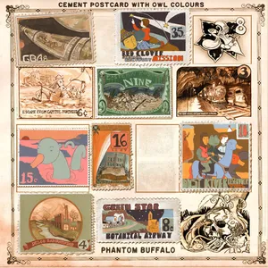 Cement postcard with owl colours